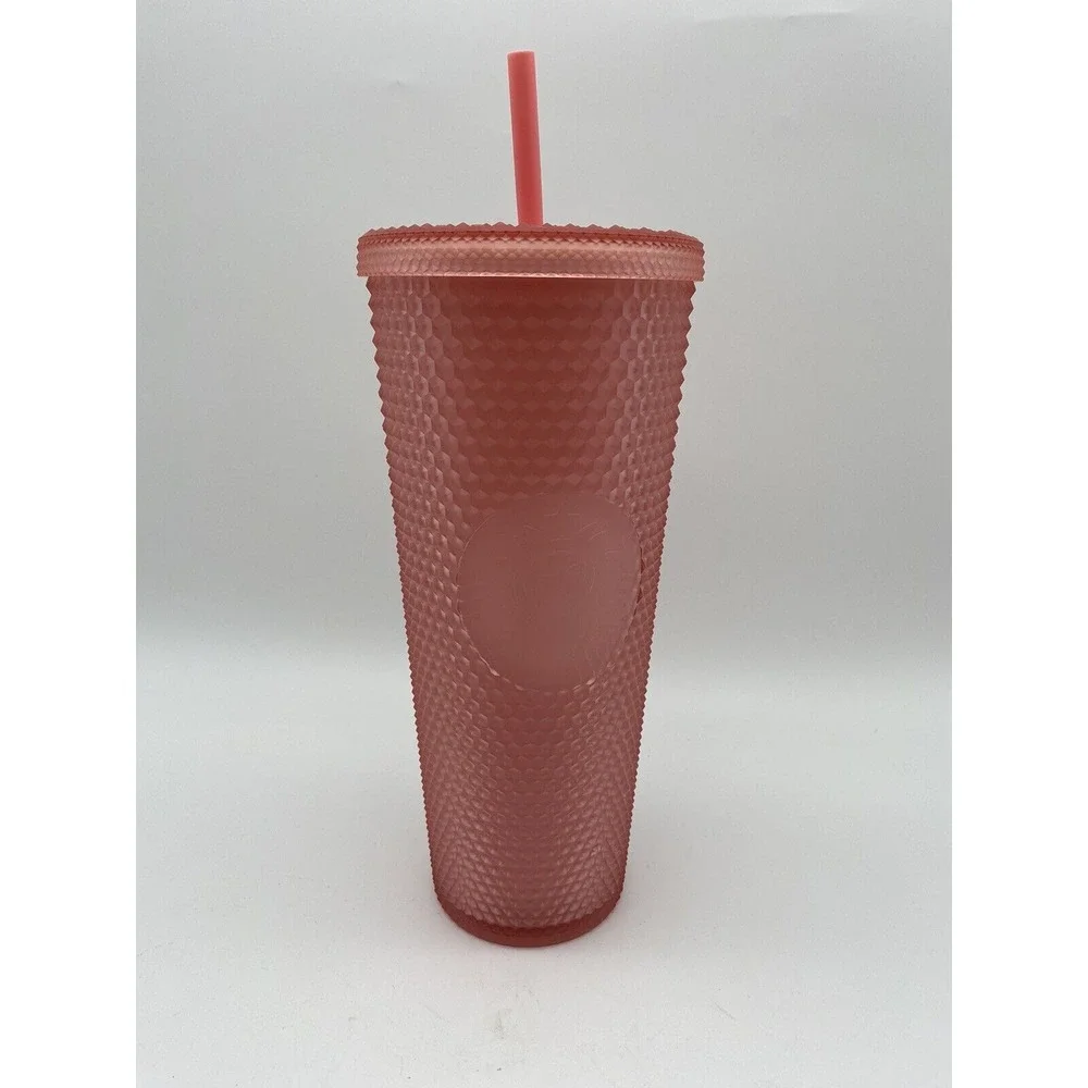 Starbucks 2022 Valentines Soft Touch Pink Lemonade Studded 24oz Cold Cup Tumbler